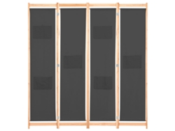 Biombo Divisor | Biombo Separador | Separador De Ambientes De 4 Paneles De Tela Gris 160x170x4 Cm