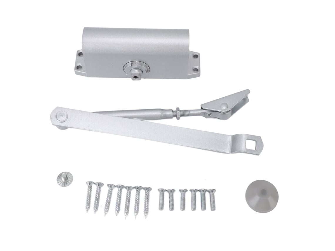 Cierrapuertas Hidráulico Automático Con Resorte De Seguridad, Aluminio Y Acero, Alta Resistencia, 90 Grados.