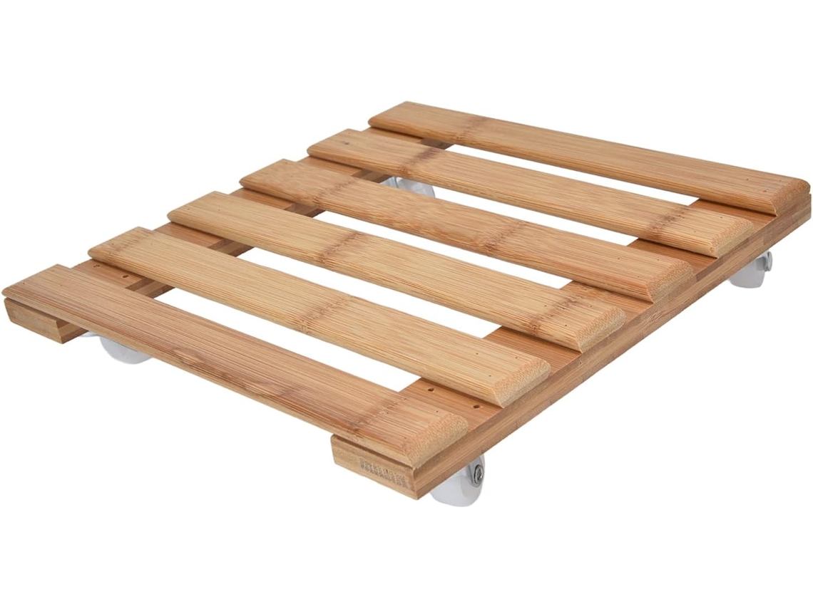 Carro De Madera Con Ruedas Para Plantas, Giratorio 360 Grados, Soporte Resistente Para Plantas De Interior Y Macetas.