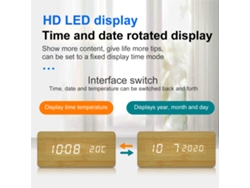 Reloj Despertador Digital De Madera Con Carga Inalámbrica, 3 Alarmas Y Pantalla Led Para El Dormitorio.