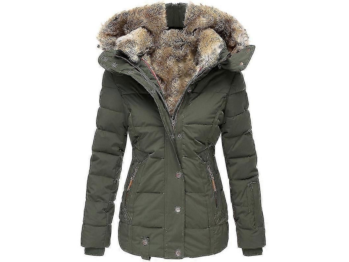 Chaqueta De Plumas Informal De Invierno Para Mujer, Cálida, De Manga Larga, Con Cremallera Y Bolsillos.