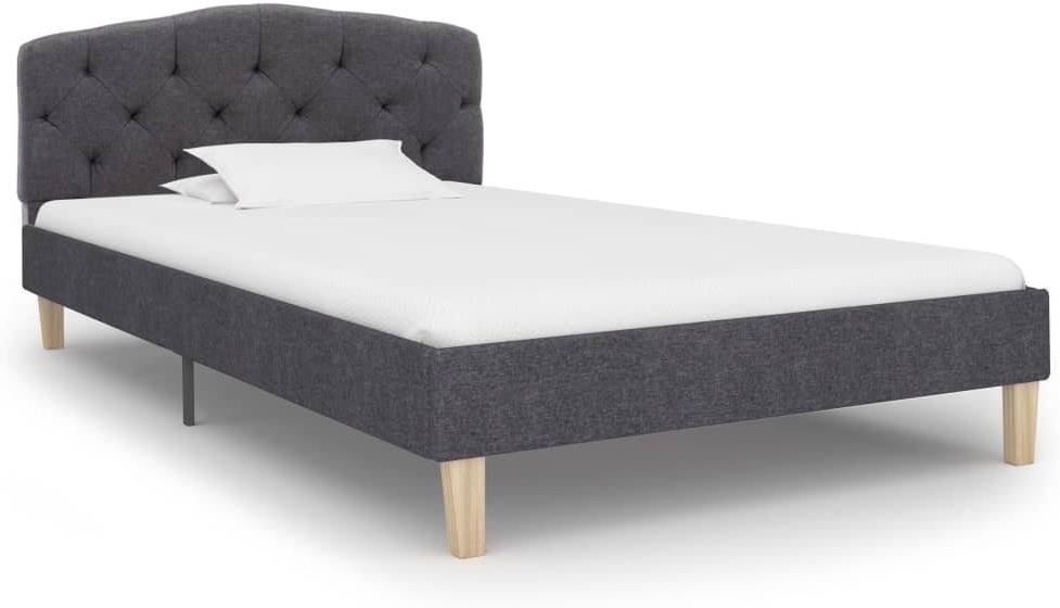 Vidaxl Estructura De cama tela somier mobiliario hogar casa moderna robusta y duradera sin gris oscura 90x200cm 284924 tejido compatible 90x200