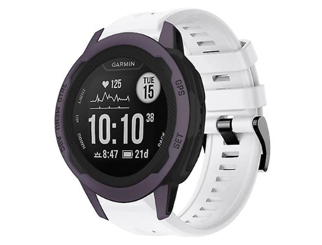 Correa para Garmin Instinct 2s Hebilla de metal Correa de reloj de silicona de color sólido Blanco VENISYMLIS
