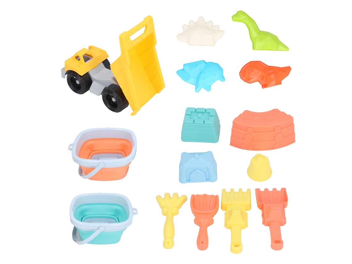 Juego De Juguetes De Playa: Cubo De Silicona Plegable, Pala Y Castillo De Dinosaurio Para Niños.