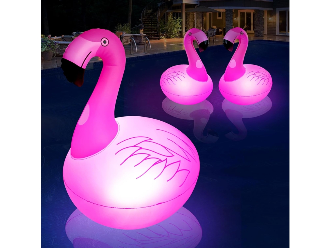 Luz Flutuante De Flamingo Para Piscina, Luminária Inflável Em Formato De Flamingo Com Energia Solar