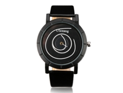 Reloj De Pulsera Ulzzang Creativo De Cuarzo Con Correa De Cuero Sintético Y Esfera Negra.