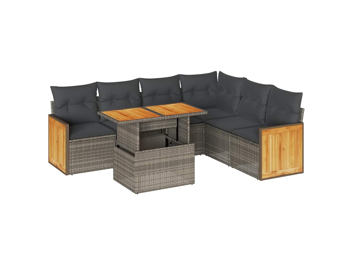 Maison Exclusive - Set Sofás Jardín Y Cojines 7 Pzas Ratán Sintético Acacia Gris
