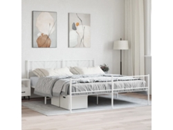Cama De Matrimonio | Cama Para Adultos | Estructura Cama Sin Colchón Con Estribo Metal Blanco 183x213 Cm