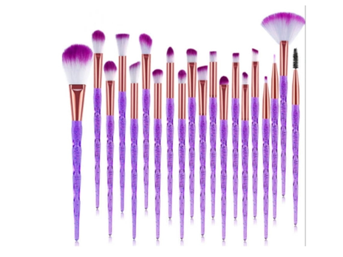 Paquete de 20 pinceles de maquillaje profesionales de unicornio morado Gusshious, pincel de maquillaje de ojos
