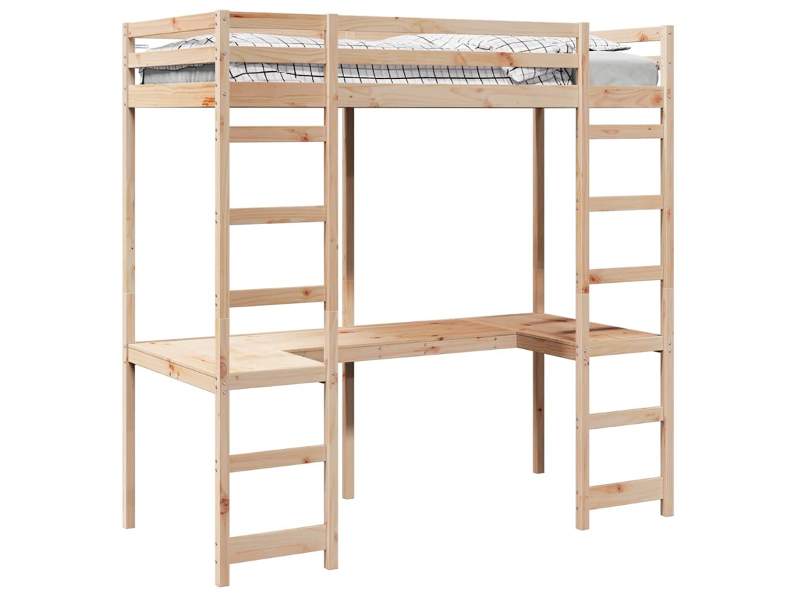 Cama Individual | Estructura De Cama Alta Natural 75 X 190 Cm
