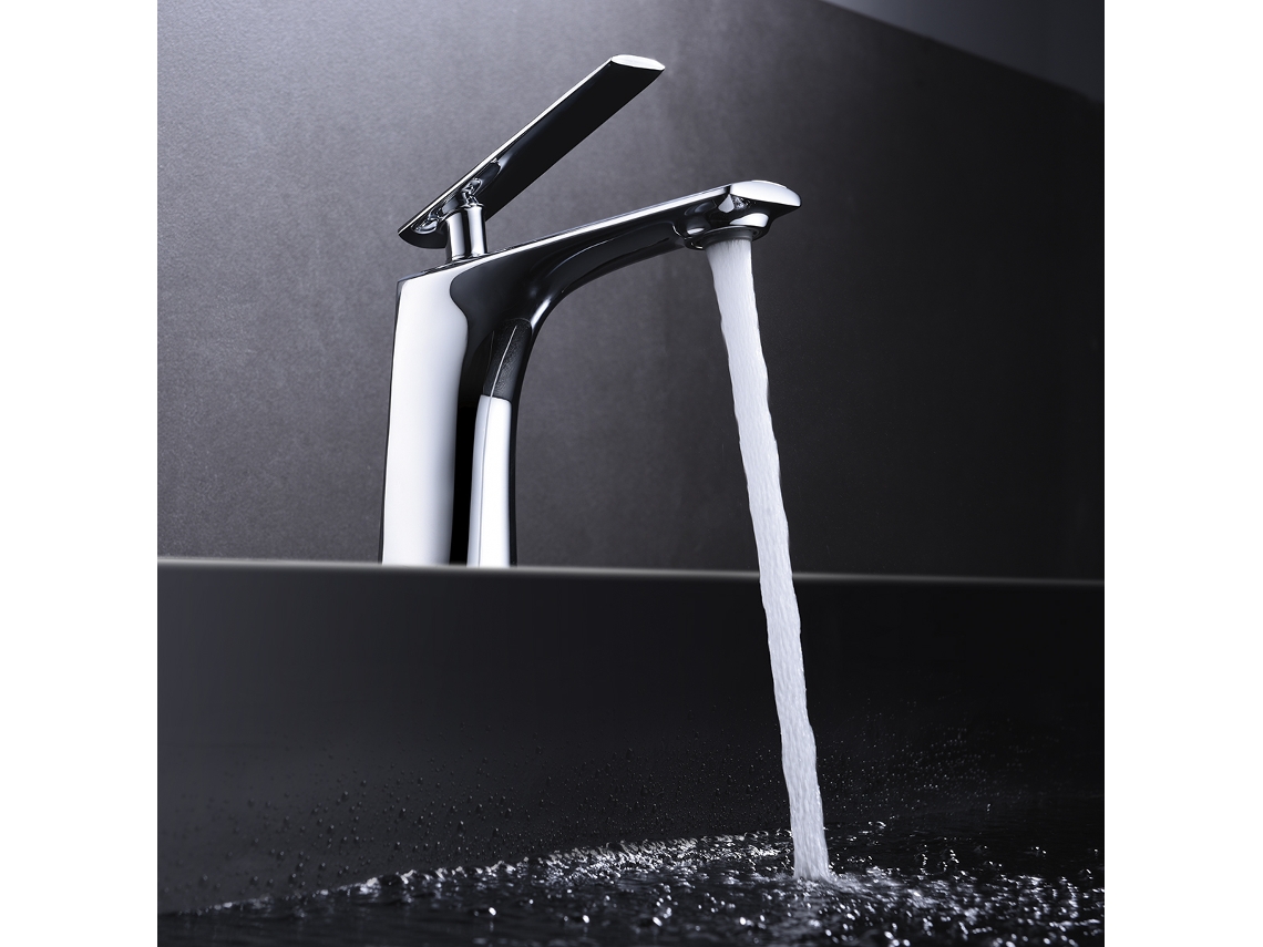 Mezclador Monomando para Lavabo Cromado en Latón/Zamak con Cartucho Cerámico de Ø35mm y Tubos Flexibles Incluidos Imex