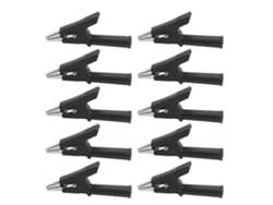 Juego De Prueba De 10 Pinzas De Cocodrilo De 10 Mm De Apertura Y 10 A Con Enchufe De 4 Mm, Color Negro, Para Proyectos Eléctricos Y Baterías De Coche.
