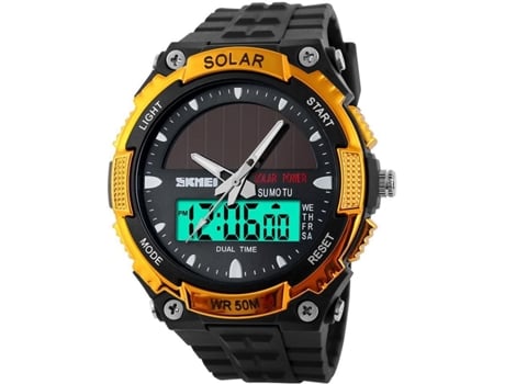 VEANXIN Relojes deportivos con energía solar para hombre resistente al agua hasta 50 m-Negro
