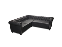 Maison Exclusive - Sofá De Esquina Chesterfield 5 Plazas Cuero Artificial Negro