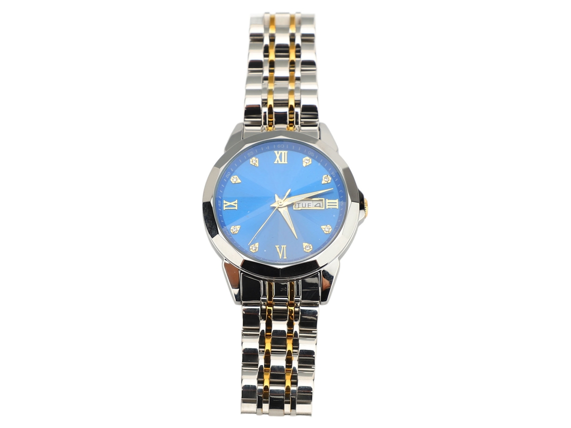 Reloj De Cuarzo De Acero Inoxidable, Resistente Al Agua Hasta 30 M, Luminoso Con Calendario, Para Mujer.