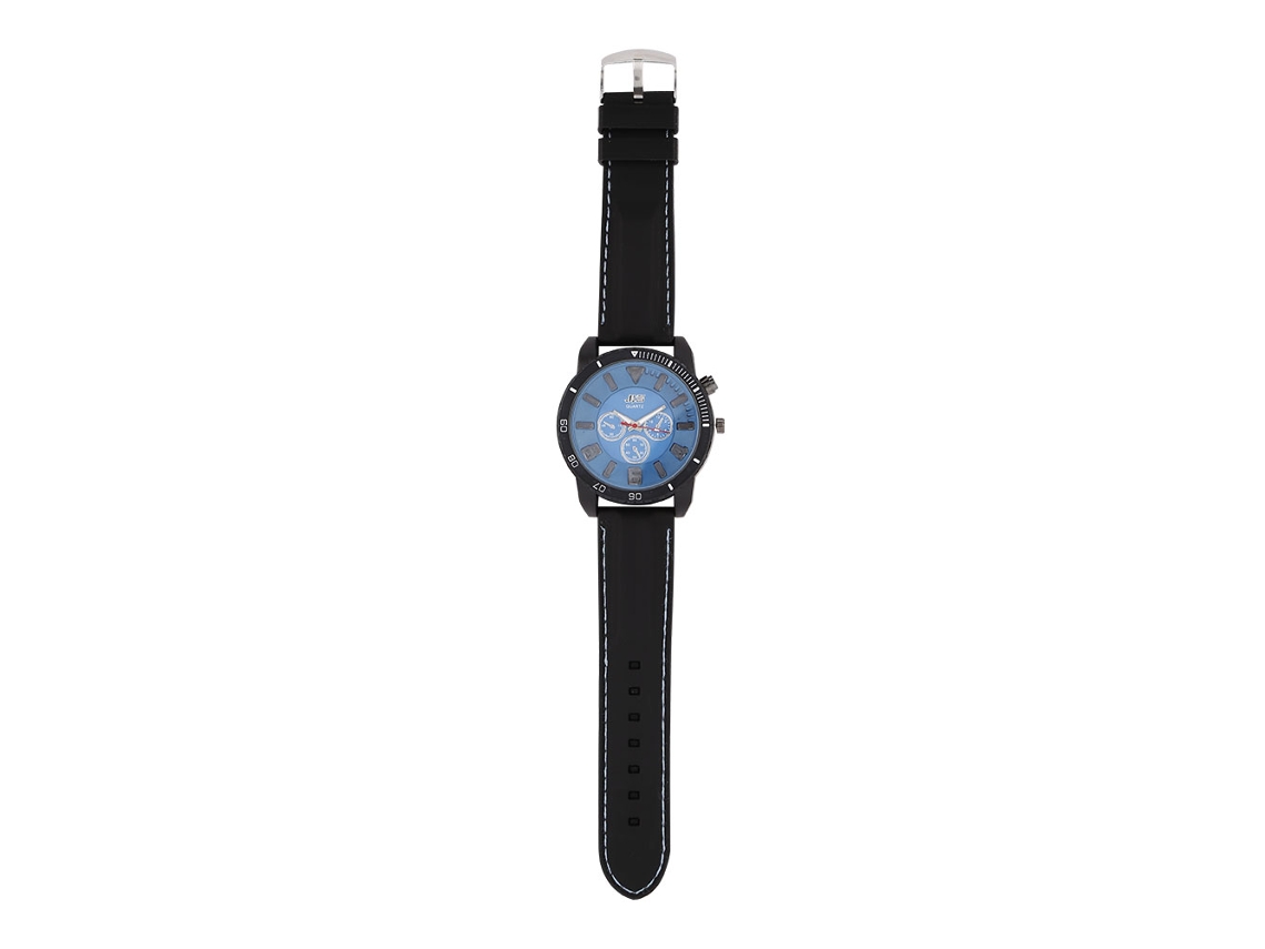Reloj Analógico De Cuarzo Con Correa De Silicona, Caja De Aleación Y Esfera Azul.
