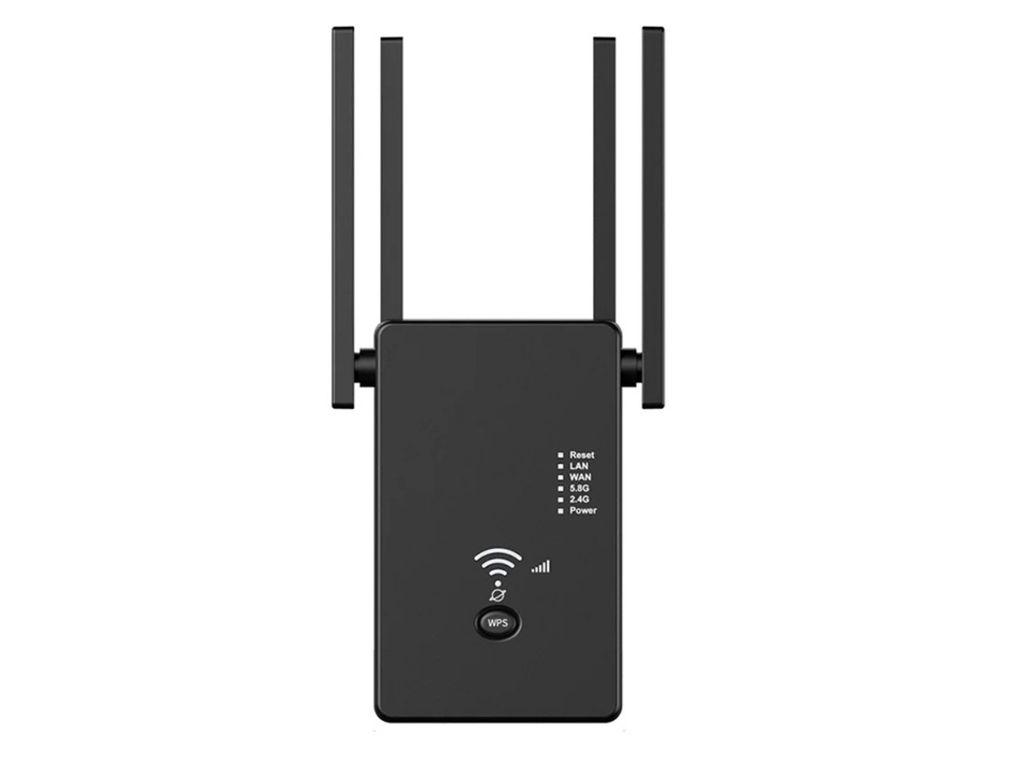 Repetidor Wi-Fi de 1200 Mbps, amplificador de señal AC1200M de 2,4/5,8 GHz, extensor de enrutador inalámbrico Yizhood (negro)