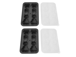 2 Bandejas De Silicona Con Forma De Gato En 3d, 4 Cubitos, Reutilizables Para Whisky (gris)