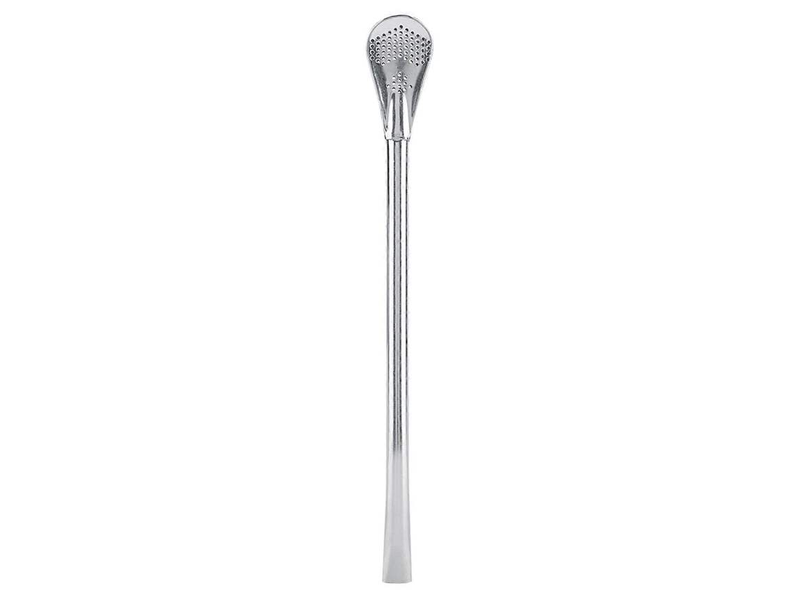 Cuchara de cóctel reutilizable, lavable y de acero inoxidable con pajita de metal, tamaño grande, Rosewell