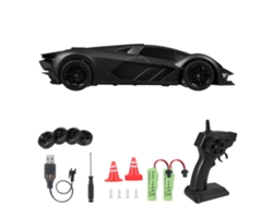 Coche Teledirigido 4x4 A Escala 1:20 De 2,4 Ghz Con Luces Led, Neumáticos Antideslizantes Y Batería Recargable Para Niños Y Niñas, Color Negro.