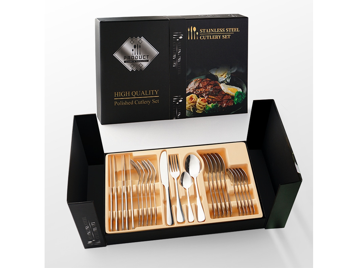 Juego de 24 cubiertos de acero inoxidable en color plata MDUG