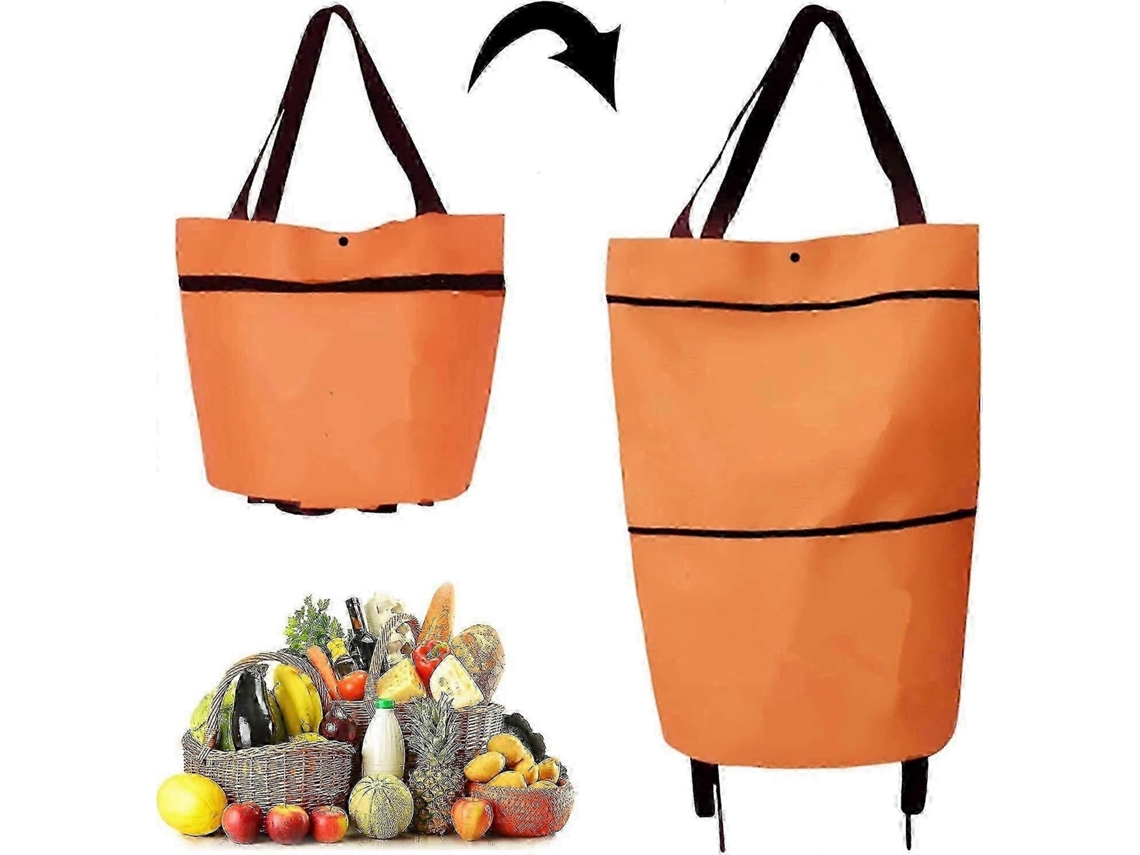 Carrito de compras plegable 2 en 1 con cremallera de dos etapas, ruedas y bolsa de compras (d 4) GOKOCO (negro)