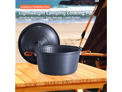 Olla de camping ultraligera con tapa y asas plegables