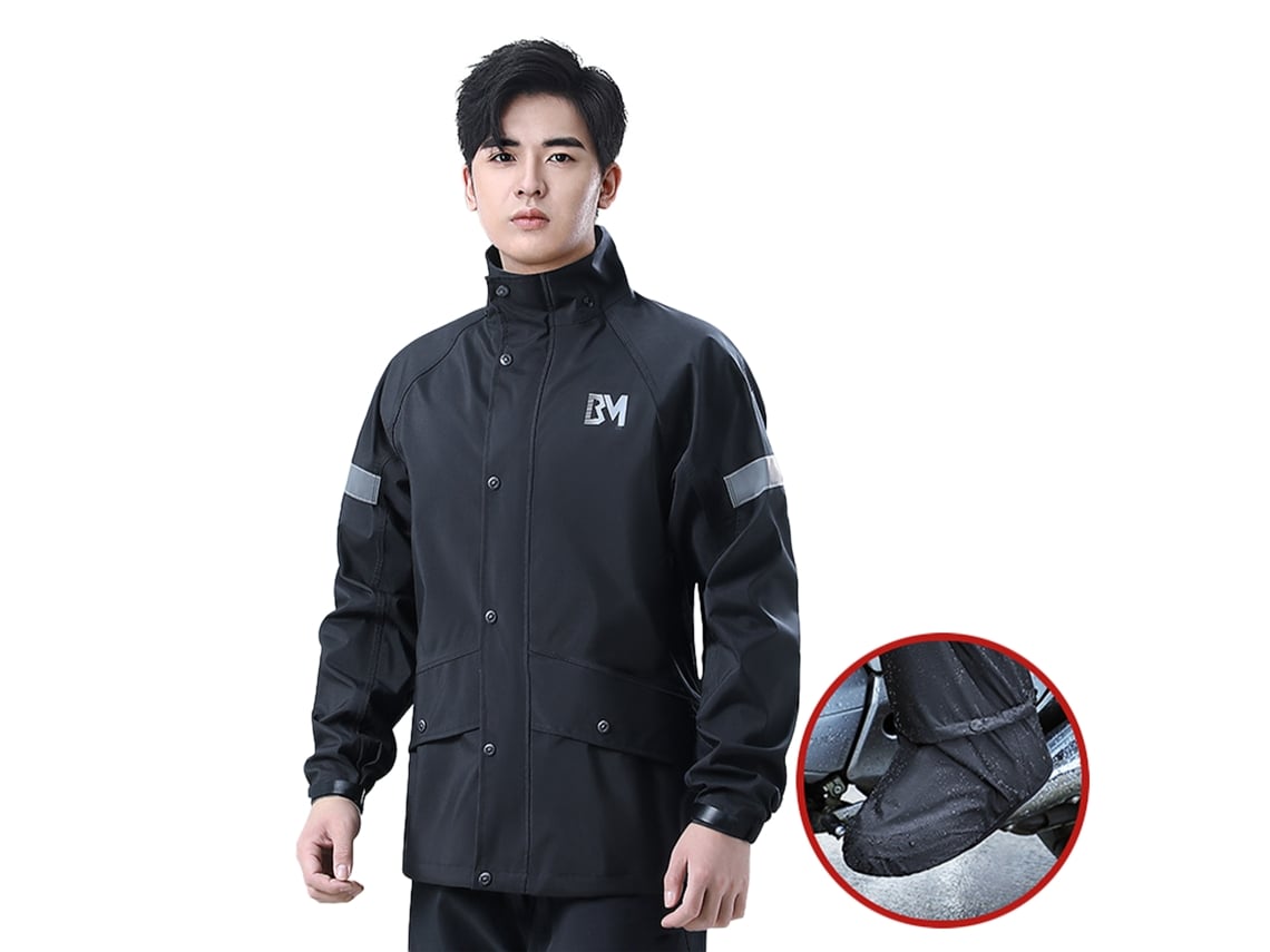 Traje de lluvia reflectante e impermeable para moto Rebe con pantalón y cubrezapatos.