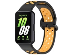 Bracelete Para Samsung Galaxy Fit 3 - Silicone Respirável Bicolor - Preto E Amarelo