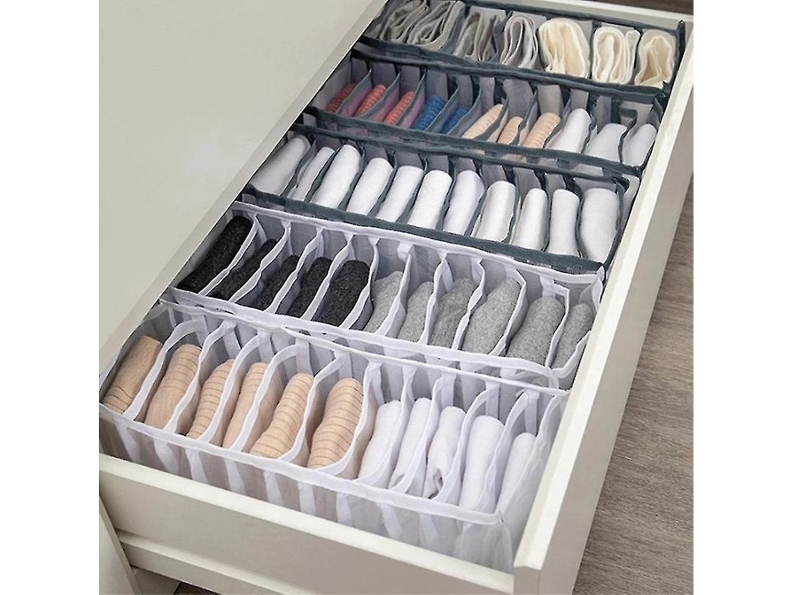 2026-2pcs Organizador De Ropa Plegable Cajones Divisores Para Ropa Interior Calcetines Jeans Armario Ordenador 7 Grillas Negro