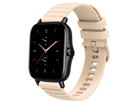 Correa de reloj inteligente para Amazfit GTS 2E Correa de reloj de silicona de color sólido de 20 mm con patrón de puntos ondulados (Beige)