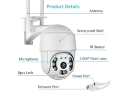2026-cámara De Seguridad Inalámbrica Ptz 2mp Hd Exterior Resistente Al Agua Con Wifi Para Vigilancia