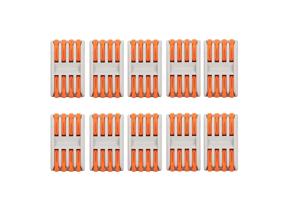 Conector De Fio Pct 2-4 10pcs Alavanca 4 Núcleos Compacto Para Diâmetro 0.08~4mm² Bronze Pc Laranja 32a