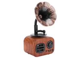 Mini altavoz inteligente Bluetooth retro, altavoz portátil, reproductor de música para escritorio, portátil, color nogal Yunzii