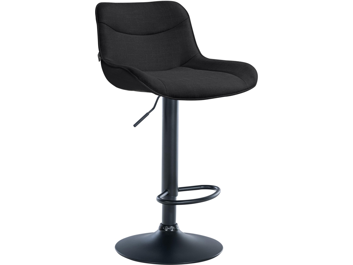 Taburete giratorio X1, forma ergonómica, costuras decorativas en tela negra, estructura de metal negro 10_0005913
