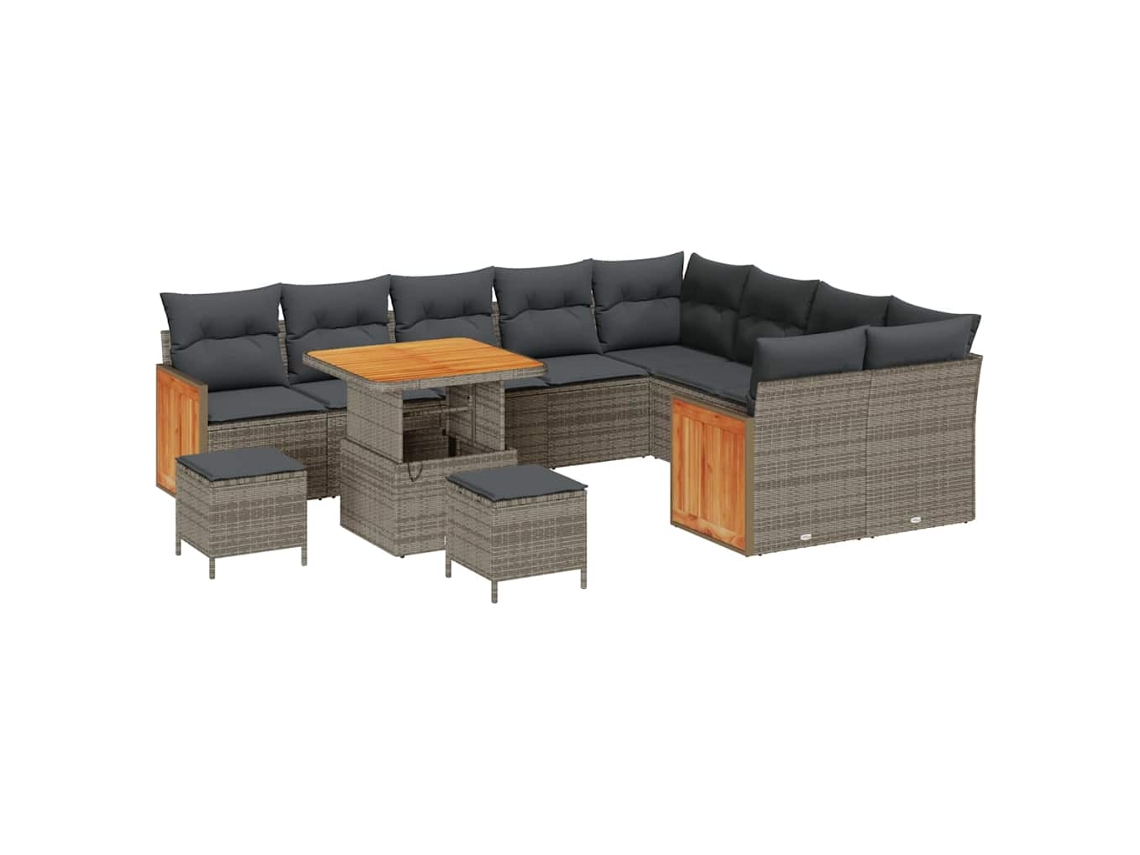 Maison Exclusive - Conjunto De Sofás De Jardín 13 Pcs Gris Ratán Sintético