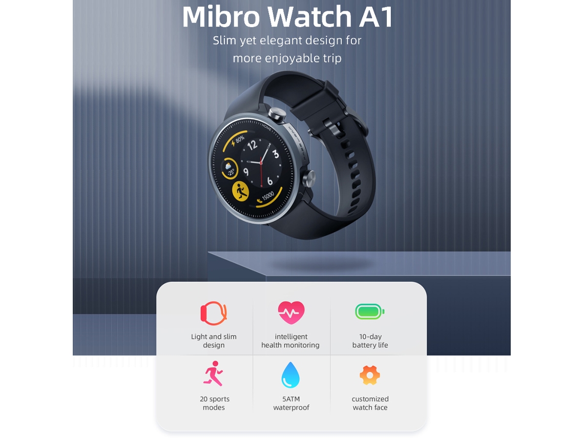 Micro Watch A1: Diseño Delgado Y Ligero, Monitorización Inteligente De La Salud, Batería Con 10 Días De Duración, Resistente Al Agua Hasta 5 Atm.