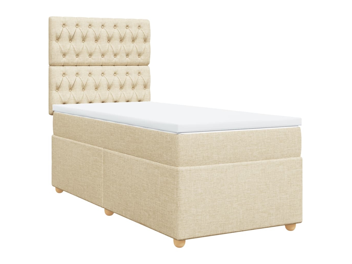 Maison Exclusive - Cama Box Spring Con Colchón Tela Color Crema 90x200 Cm