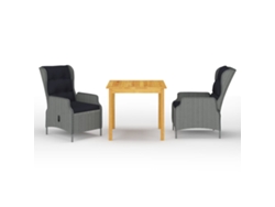 3 Pcs Conjunto De Jantar Para Jardim Cinzento Claro Dkd Home Decor