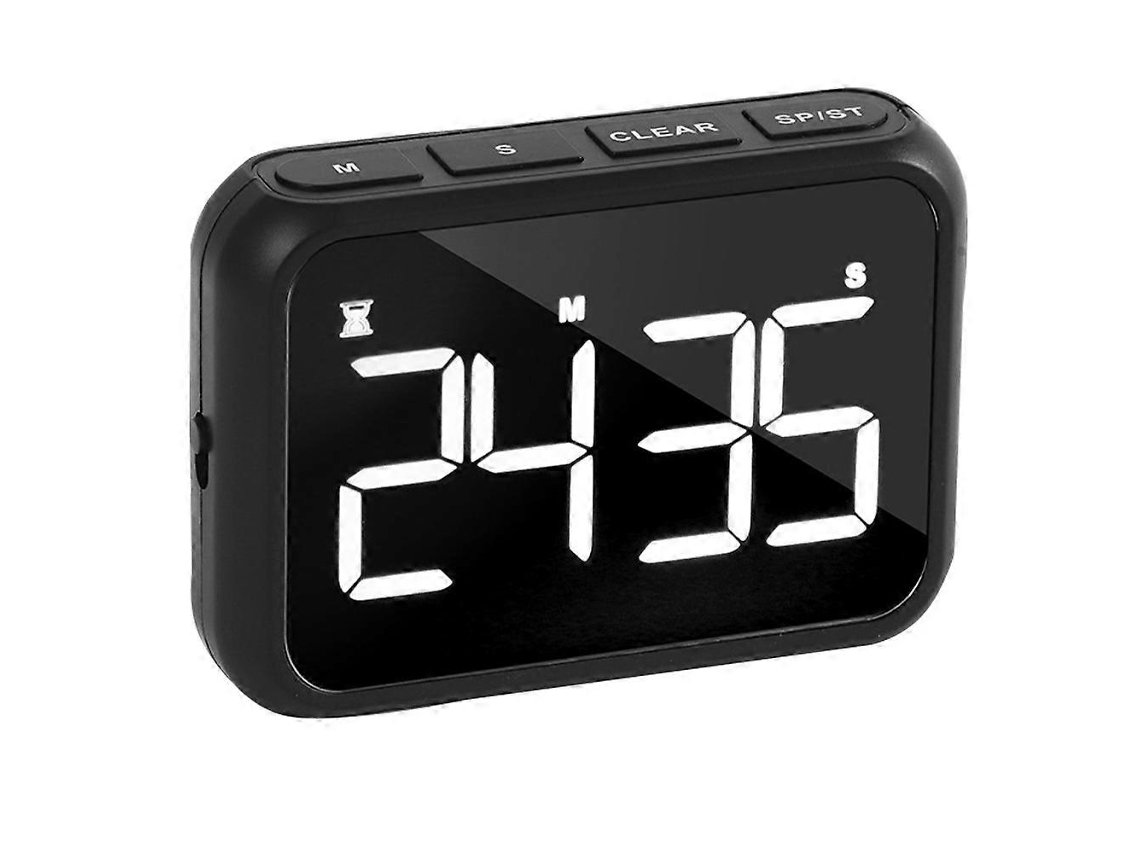 Temporizador Mecánico Ruidoso Para Cocina Clase Con Display Led Grande Magnético Portátil De Acero Inoxidable Y Abs 10x7x2.5cm Negro