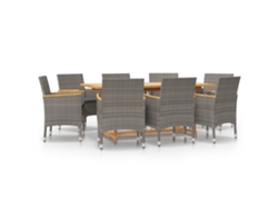 Maison Exclusive - Juego De Comedor De Jardín 9 Piezas Con Cojines Gris