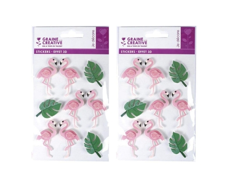 18 pegatinas 3D - Flamencos 5,5 cm GRAINE CRÉATIVE