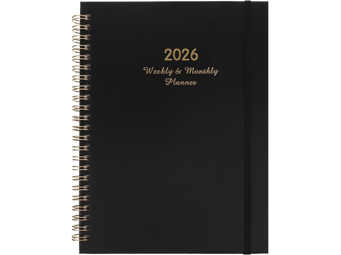 Agenda Diaria Con Espiral 2026, Cuaderno De Organización Laboral, 215 X 165 Cm, Tapa Dura Negra
