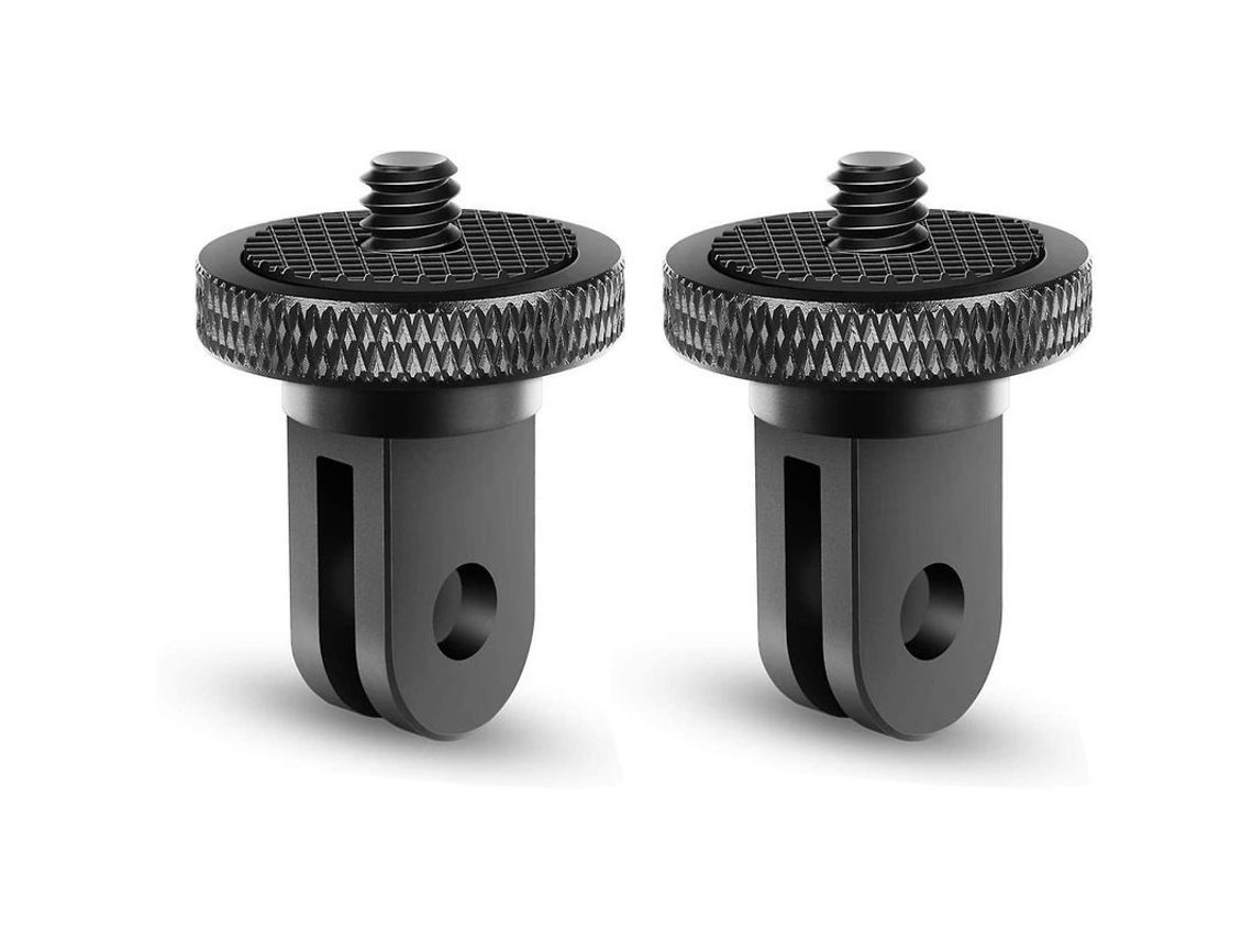 Adaptador Para Trípode Para Cámaras De Acción Gopro Y Otros Accesorios De Montaje, Aluminio Negro, 2 Piezas.