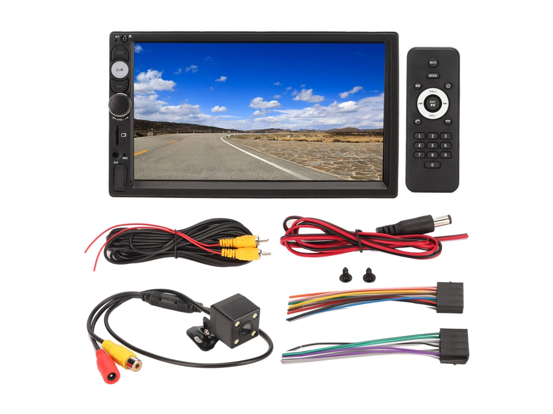 Reproductor multimedia para coche Danu de 7 pulgadas con CarPlay, Mirror Link, Bluetooth 5.1 y cámara de visión trasera 12/24V
