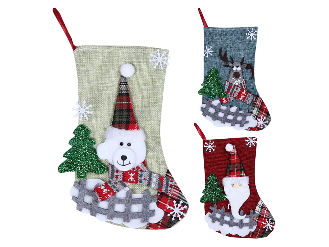 3 Piezas De Calcetines Navideños, Bolsa De Regalo, Colgante, Decoración Para Árbol De Navidad, Encantador Y Bonito.