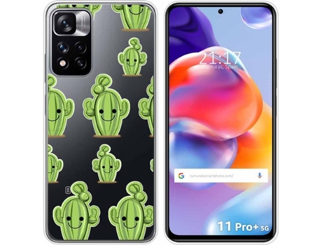 Carcasa para Xiaomi Redmi Note 11 Pro+ Plus 5G TUMUNDOSMARTPHONE Dibujos Transparente Cactus Multicolor