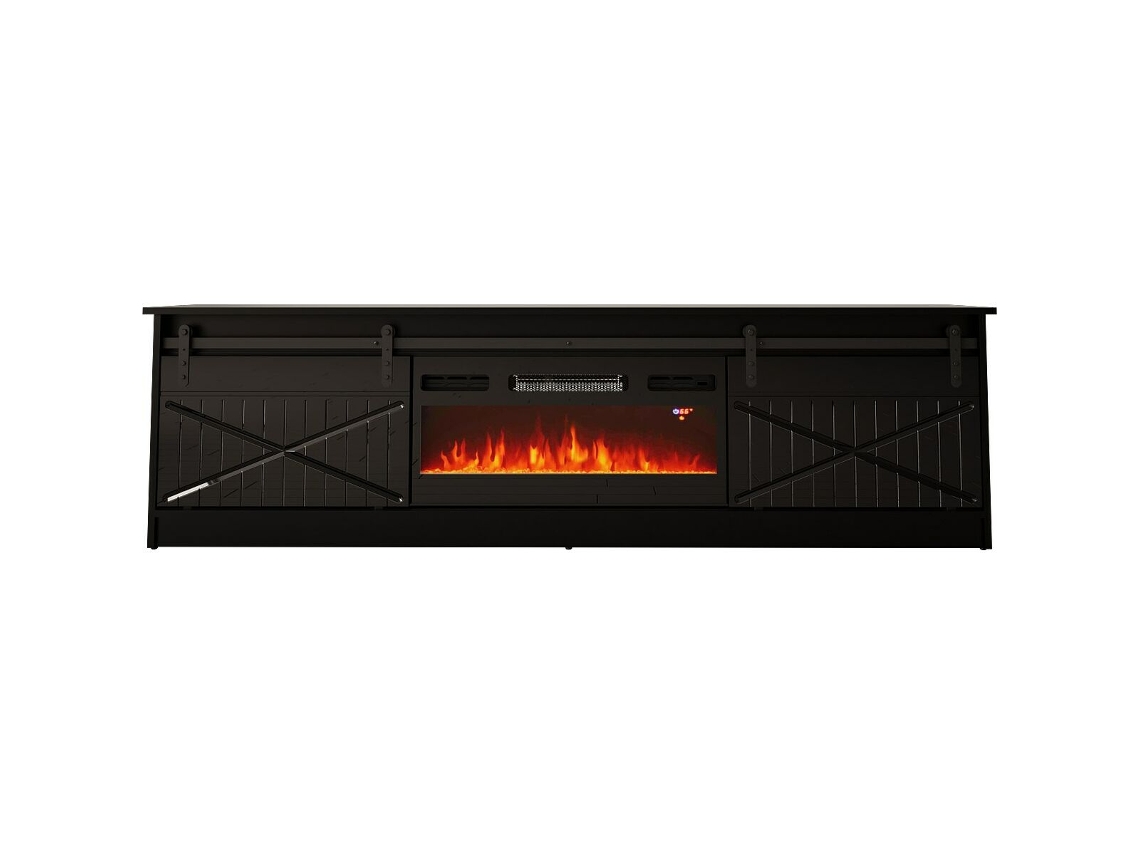 Mueble de TV CAMA MEBLE GRANEROKOM C/C Negro Laminado Madera MDF Aglomerado 200x56,7x35 cm