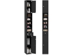 Armario Alto de Baño, Armario Delgado de Baño Alto con 2 Puertas, 1 Cajón y 5 Estantes Ajustables, Mueble Columna de Baño COSTWAY