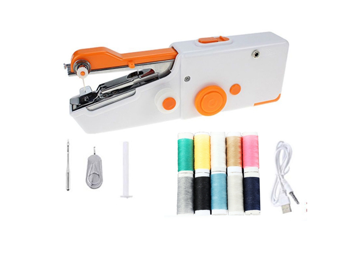 Máquina de coser portátil con herramienta para coser hilo, ideal para viajes, hogar y principiantes, color naranja Cuich